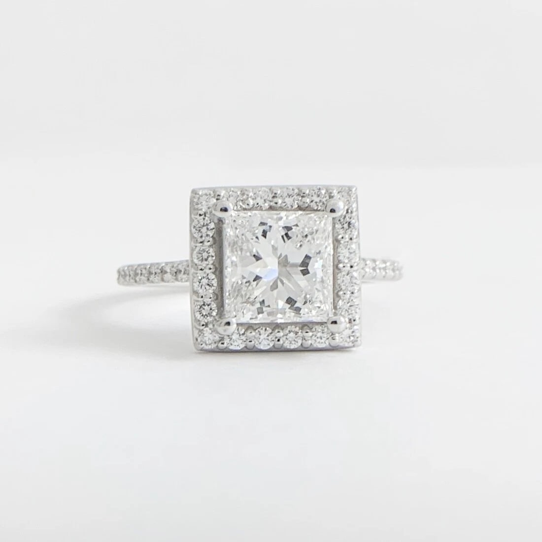 GIA Square Halo Princess Diamond Engagement Ring 18K White Gold 2.46 CTW - 6