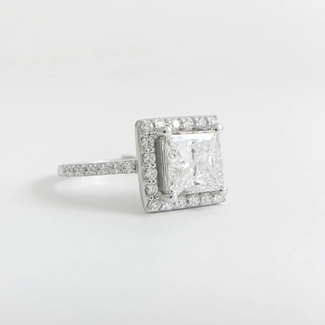 GIA Square Halo Princess Diamond Engagement Ring 18K White Gold 2.46 CTW - 7