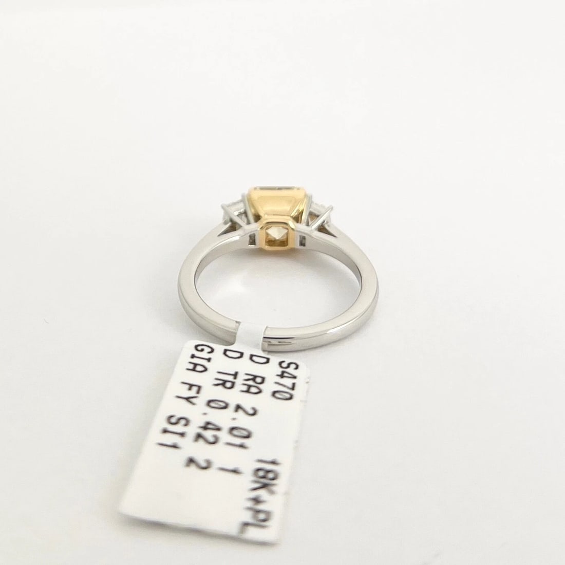 GIA Fancy Yellow Radiant 3-Stone Diamond Engagement Ring Platinum, 2.43 CTW - 8