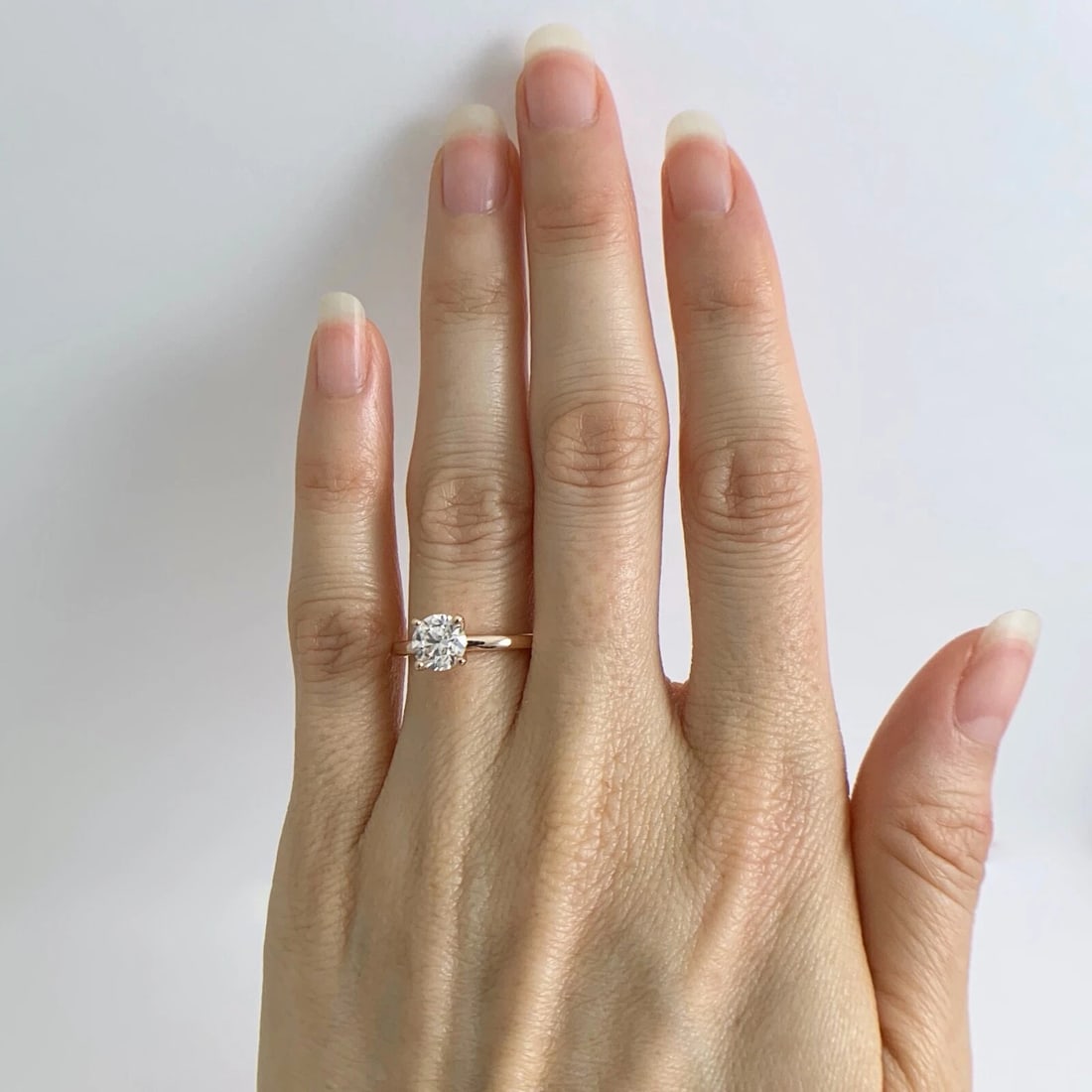 Round Solitaire Diamond Engagement Ring 14K Pink Rose Gold .90 CT, 2.44 Grams - 3