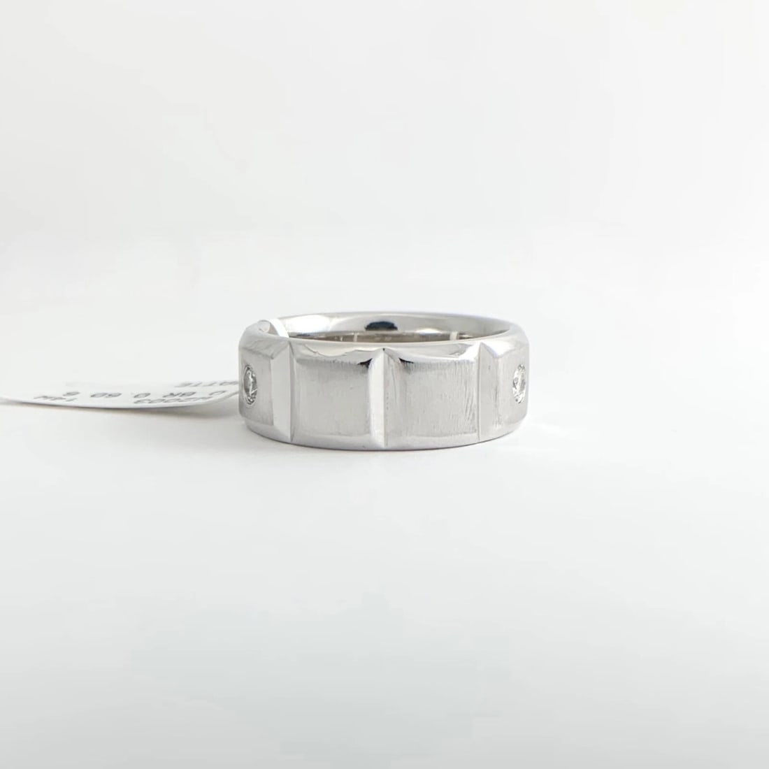 Men's Burnished Diamond Wide Wedding Band Ring 14K White Gold, .60 CTW, 12.47 Gr - 7