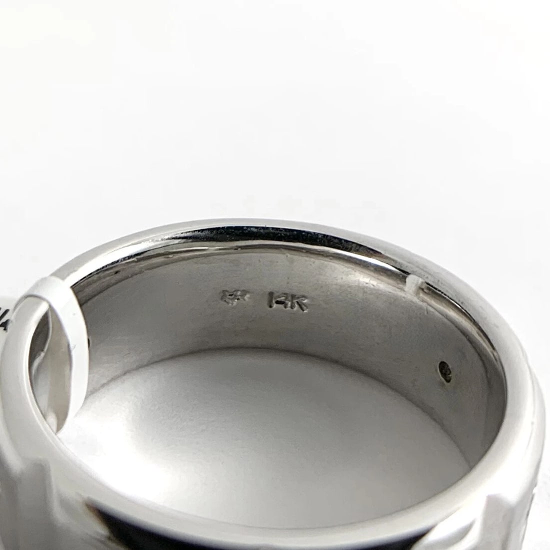 Men's Burnished Diamond Wide Wedding Band Ring 14K White Gold, .60 CTW, 12.47 Gr - 8