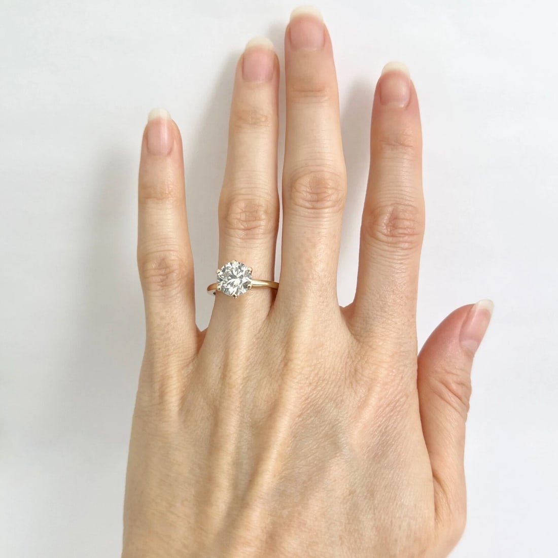 EGL Round Solitaire Diamond 6-Prong Engagement Ring 14K Yellow Gold, 2.00 CT - 5