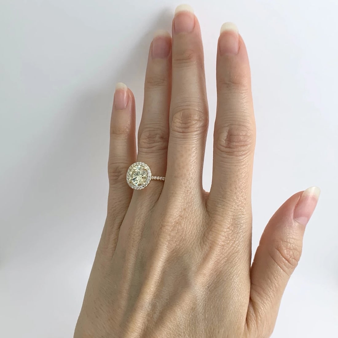 GIA Round Halo Yellow Diamond Engagement Ring 18K Yellow Gold 2.41 CTW - 4