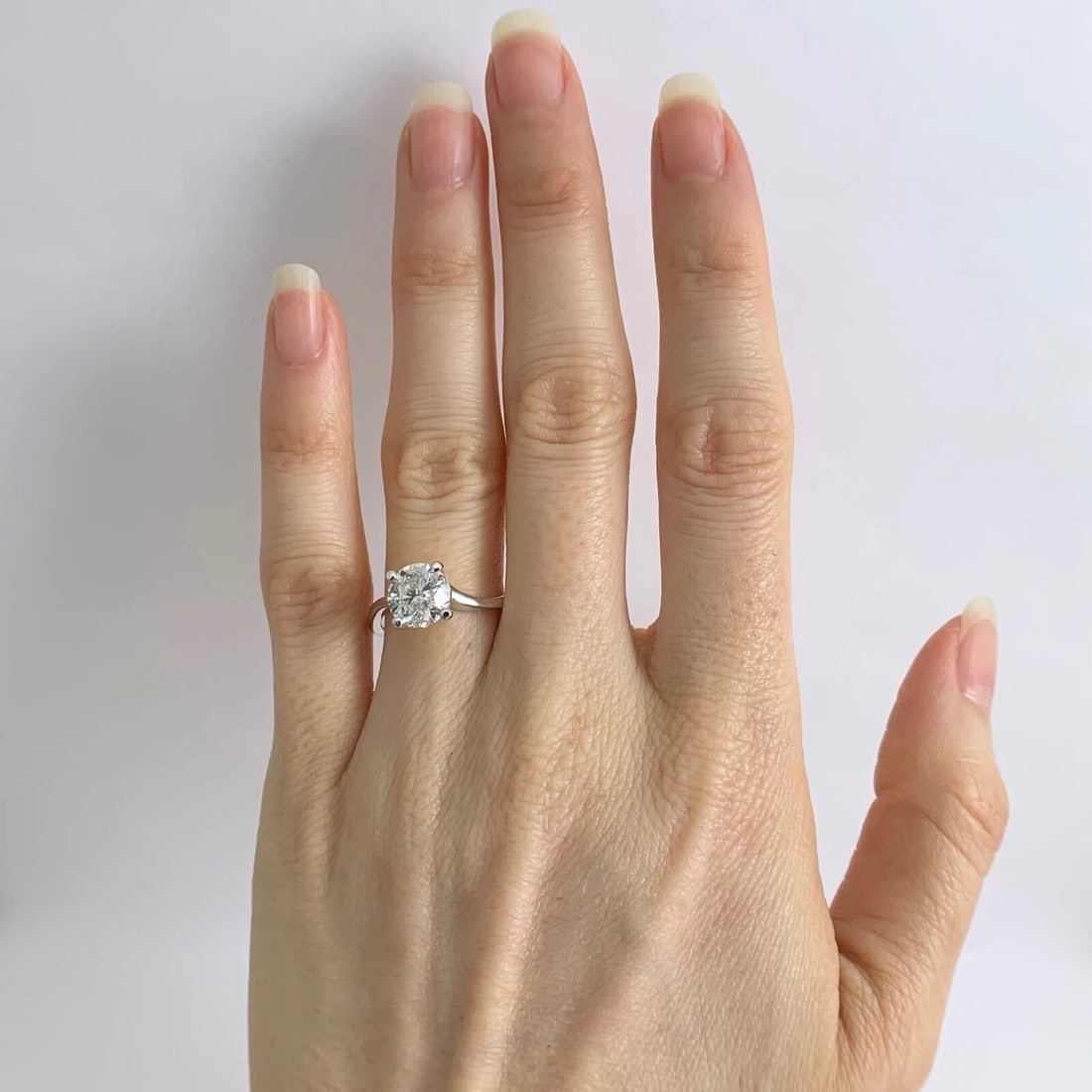 Round Solitaire Diamond Engagement Ring 14K White Gold, 2.01 CT, 3.60 Grams - 2