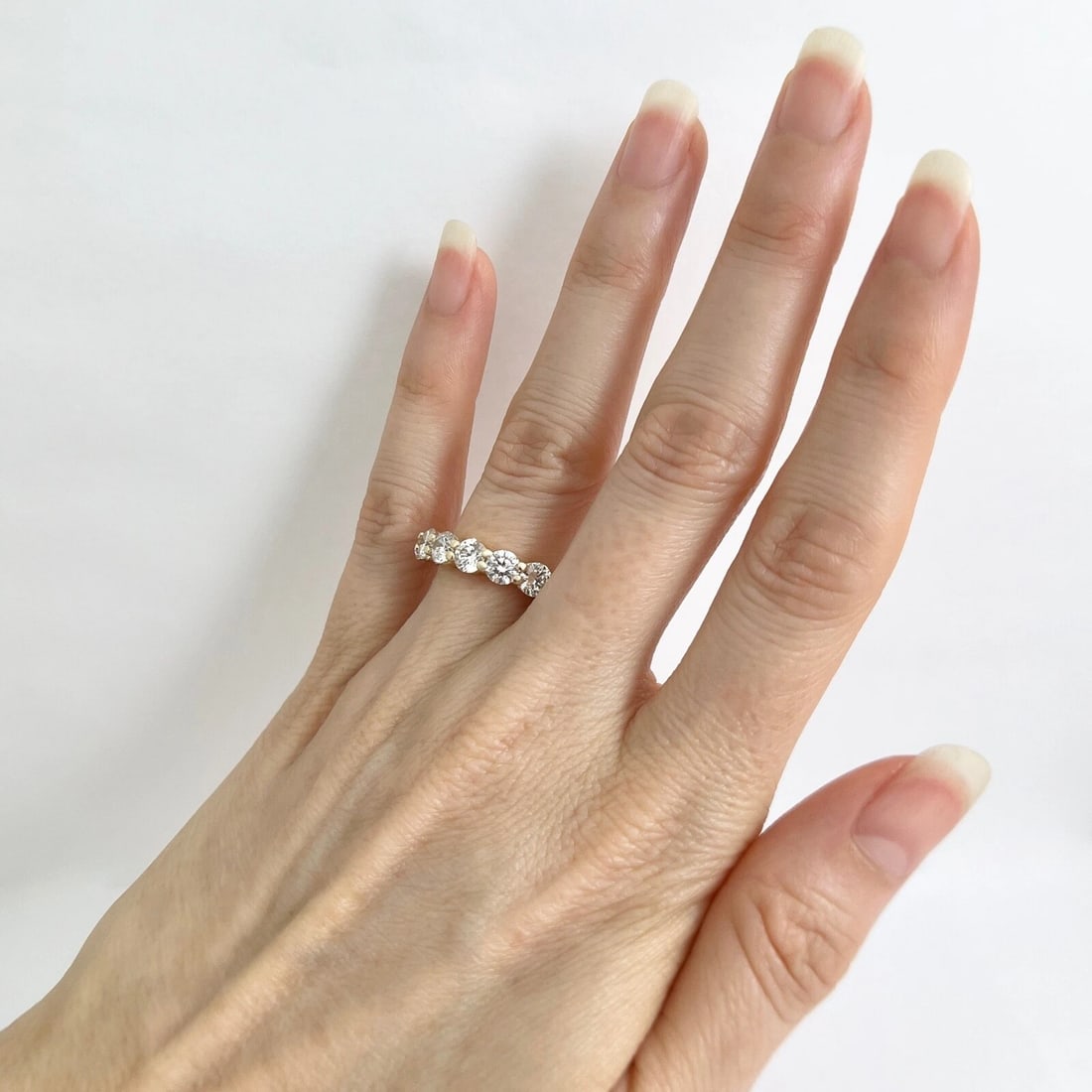 Round 7-Stone Diamond Wedding Band Ring 14K Yellow Gold 2.21 CTW - 5