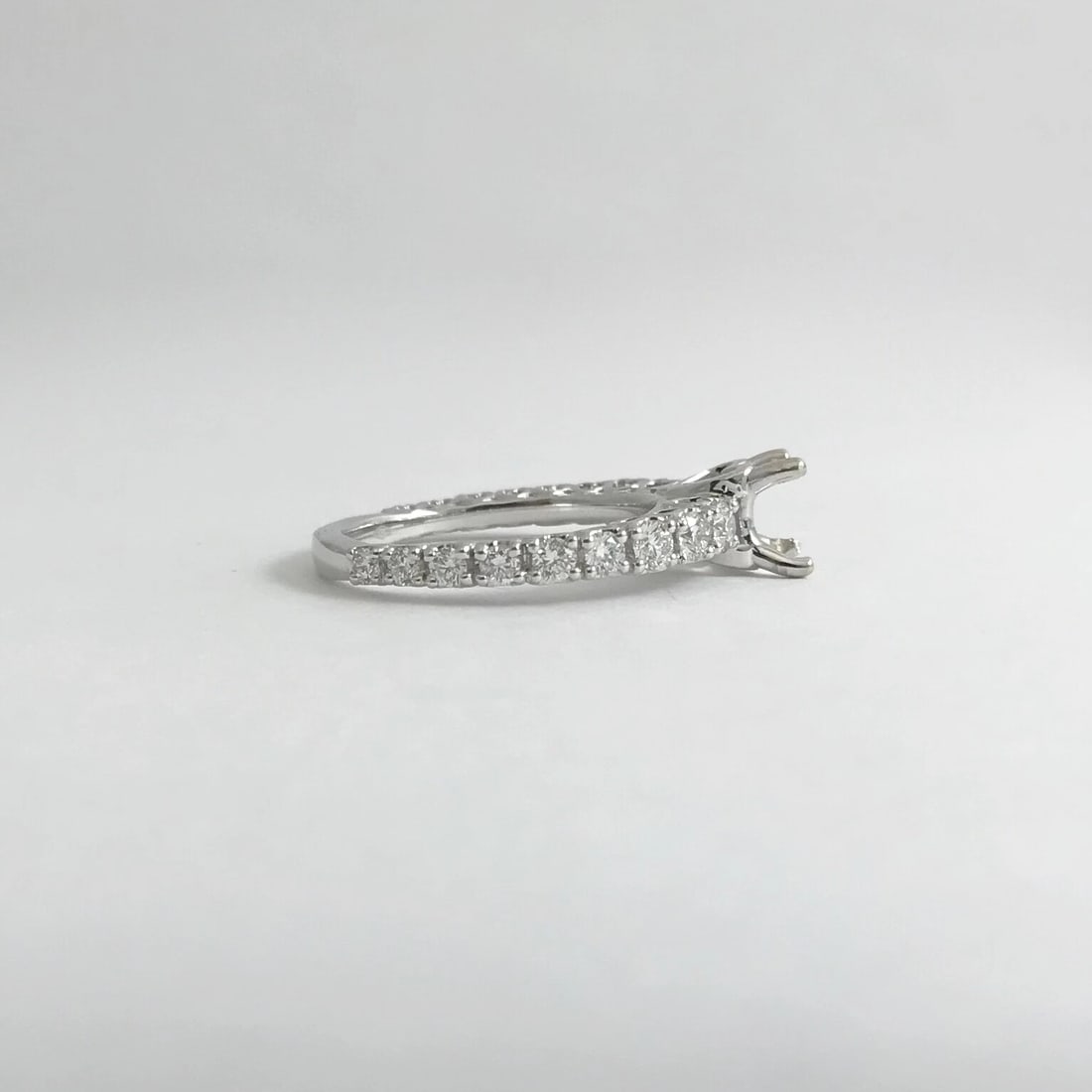 Diamond Heart Engagement Ring Setting Mounting 18K White Gold, .82 CTW, 4.26 Gr - 8