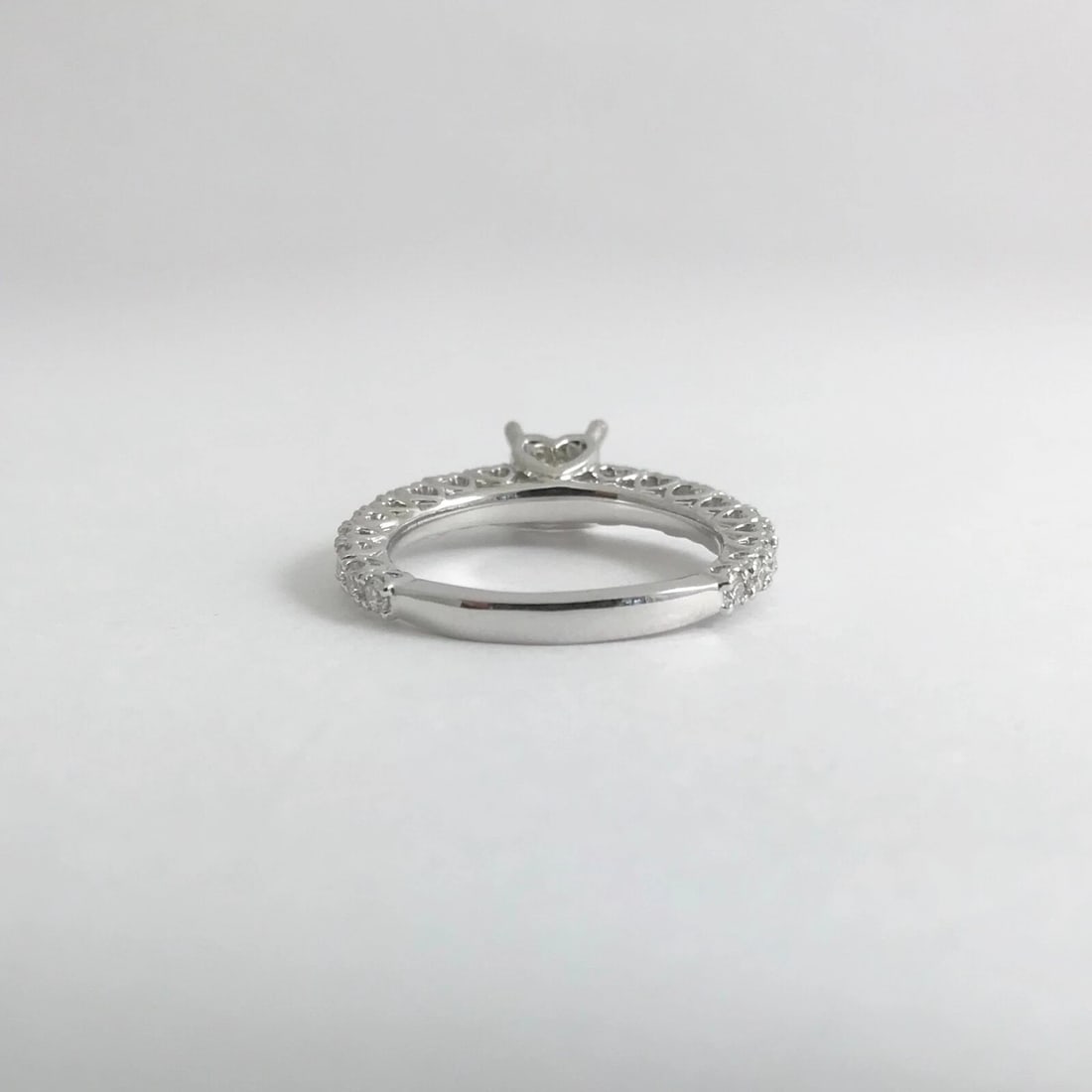 Diamond Heart Engagement Ring Setting Mounting 18K White Gold, .82 CTW, 4.26 Gr - 9