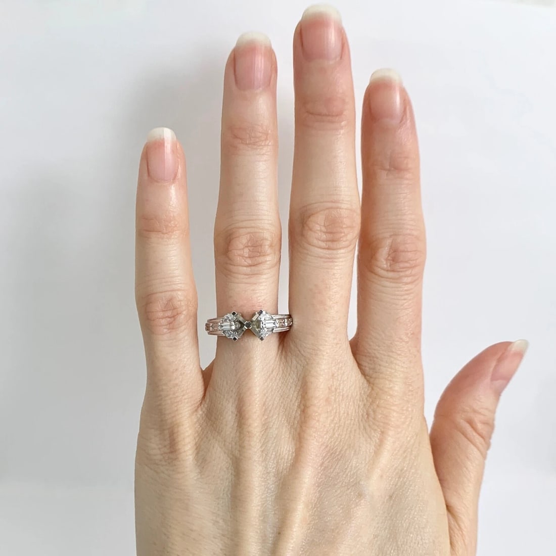 Marquise Diamond Textured Milgrain Engagement Ring Setting Mounting Platinum - 2