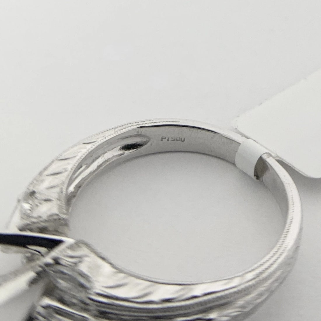 Marquise Diamond Textured Milgrain Engagement Ring Setting Mounting Platinum - 9