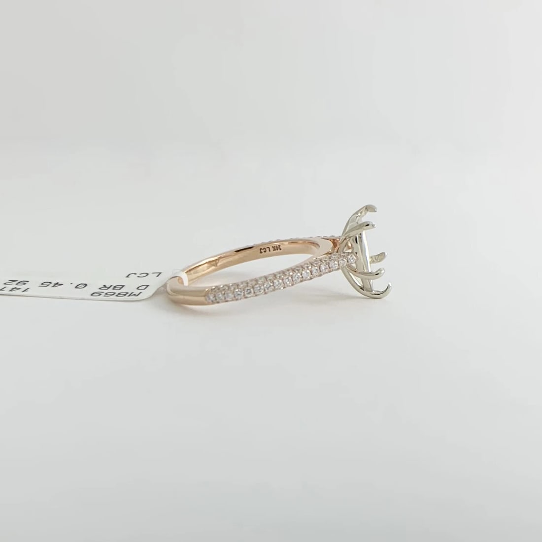 Heart Pave Diamond Engagement Ring Setting Mounting 14K Pink Rose Gold .45 CTW - 10