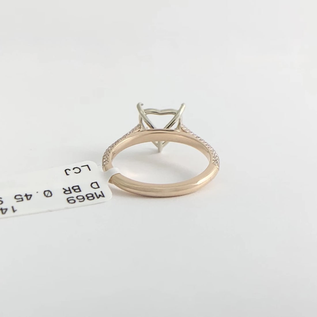 Heart Pave Diamond Engagement Ring Setting Mounting 14K Pink Rose Gold .45 CTW - 11