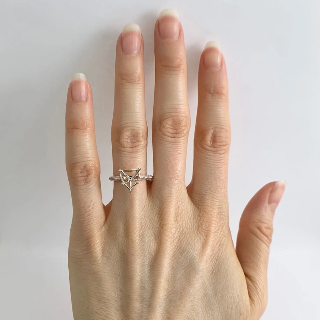 Heart Pave Diamond Engagement Ring Setting Mounting 14K Pink Rose Gold .45 CTW - 2