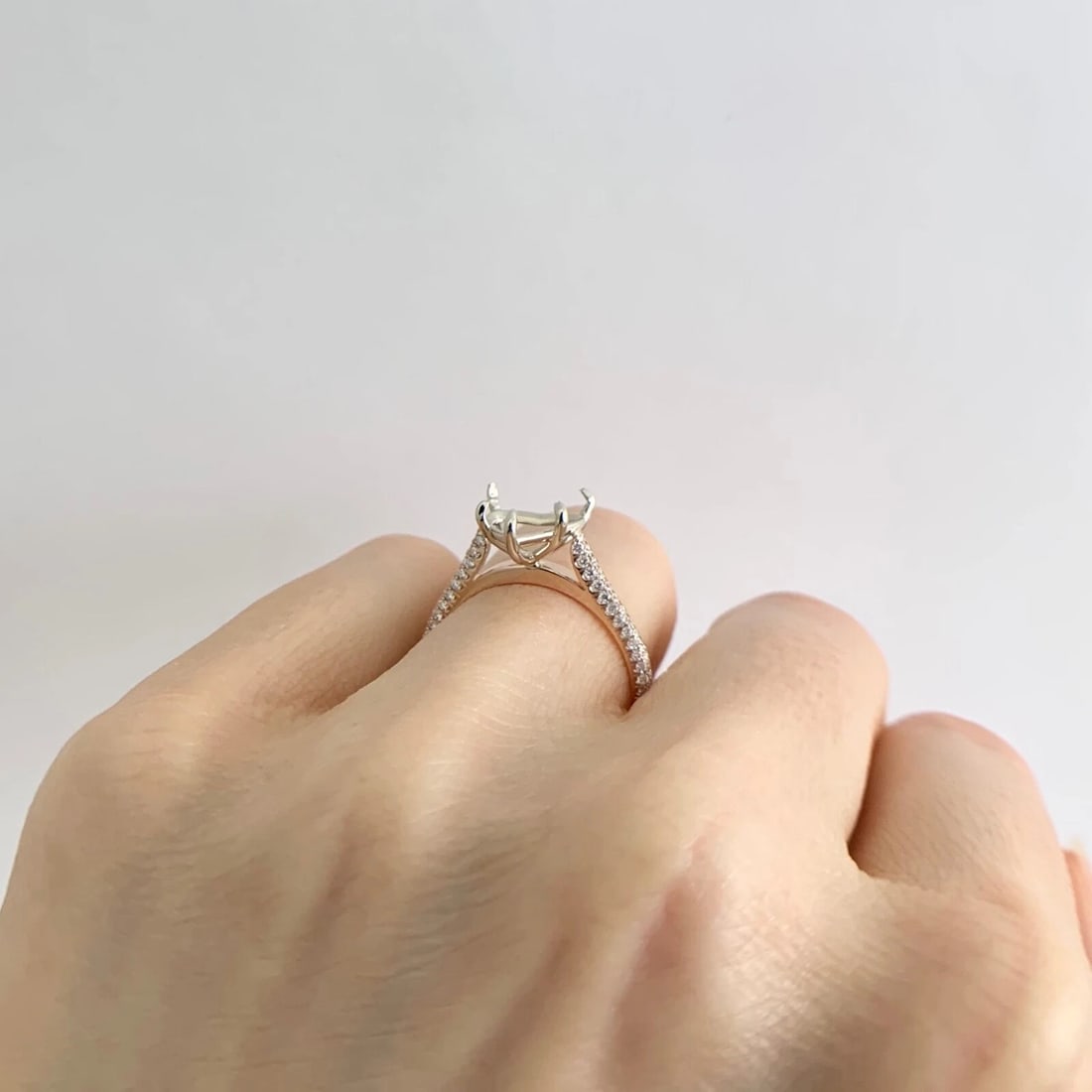 Heart Pave Diamond Engagement Ring Setting Mounting 14K Pink Rose Gold .45 CTW - 5