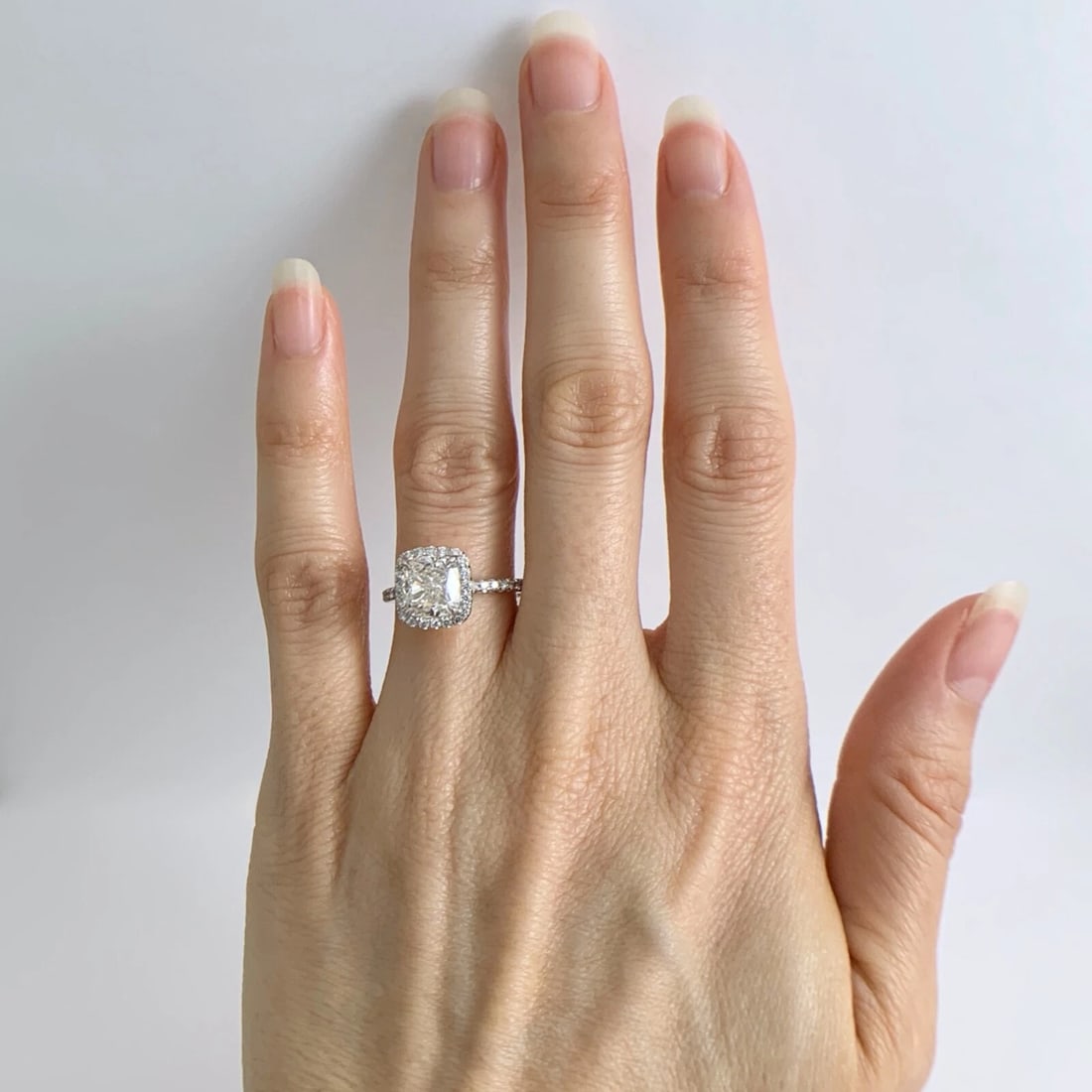 GIA Radiant Halo Diamond Engagement Ring Platinum 1.51 CTW - 2