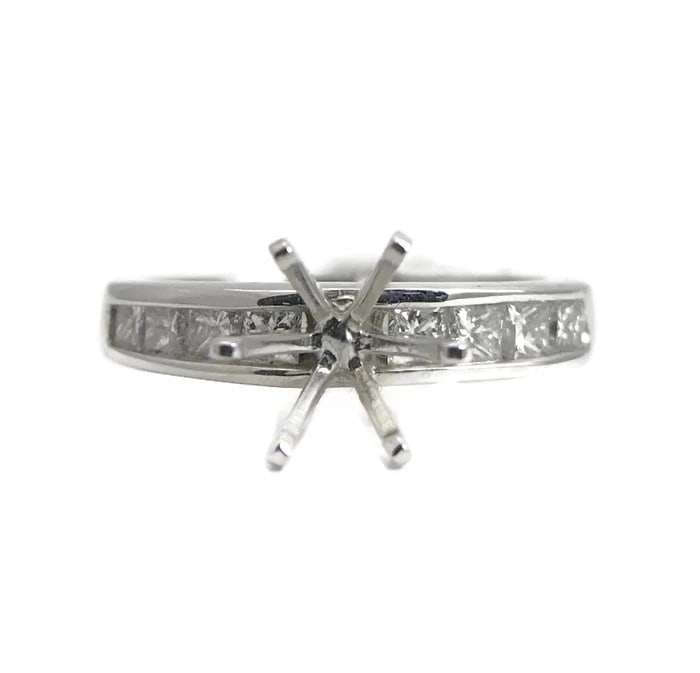 Princess Channel-Set Diamond Engagement Ring Mounting 14K White Gold .65 CTW: Princess Channel-Set Diamond Engagement Ring Setting Mounting 14K White Gold .65 CTW This stunning diamond engagement ring mounting will be something she will love forever. Ready to house a diamond or