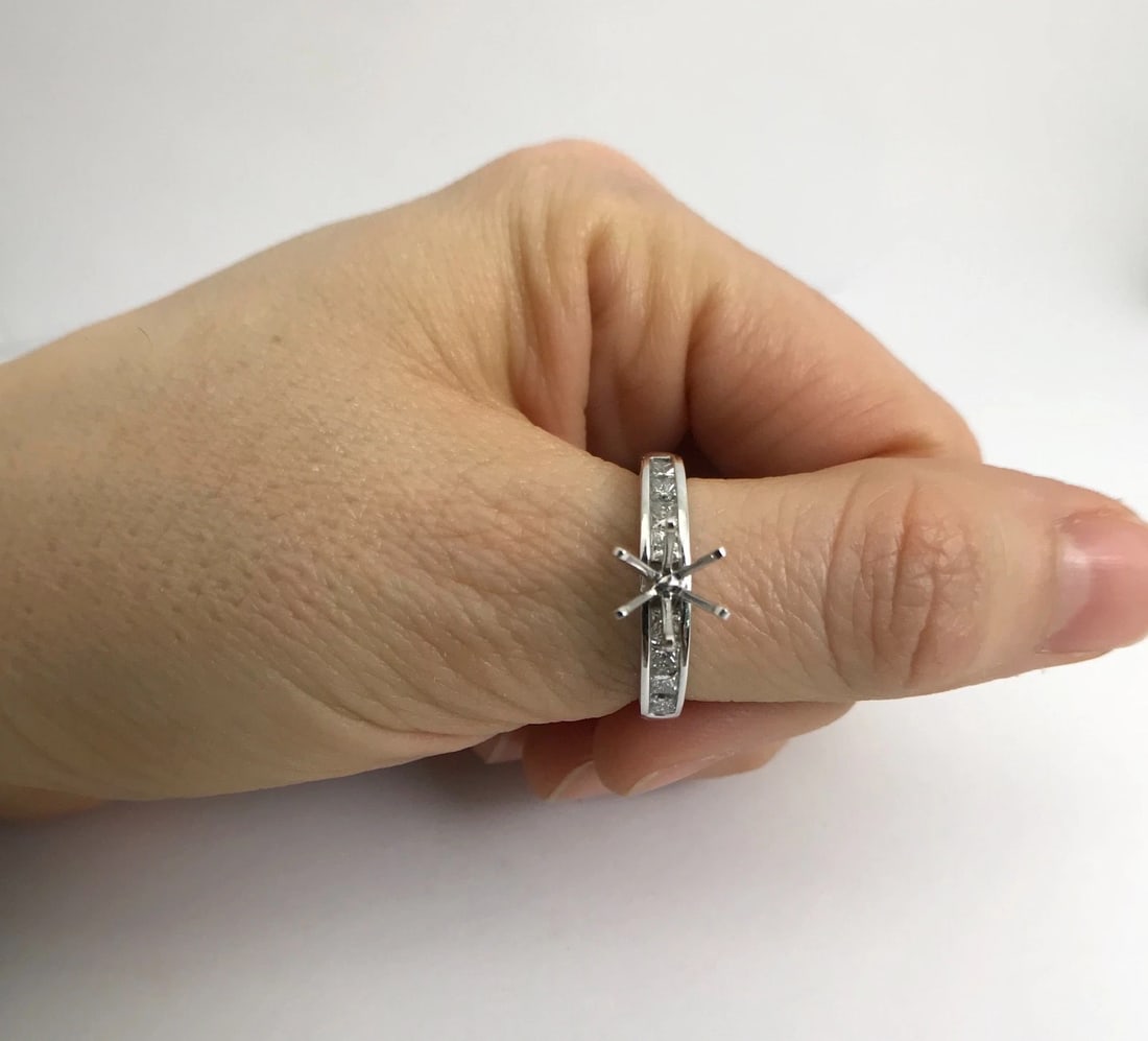 Princess Channel-Set Diamond Engagement Ring Mounting 14K White Gold .65 CTW - 4