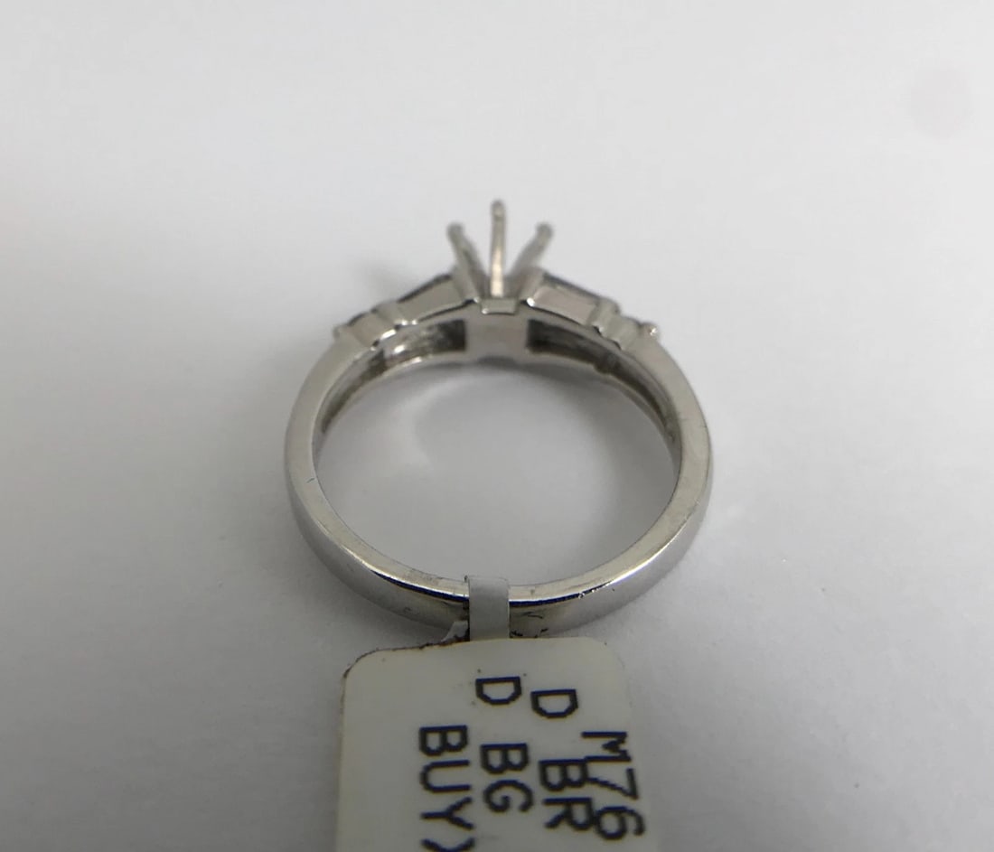 Tapered Baguette Round Diamond Platinum Engagement Ring Setting Mounting .70 CTW - 9