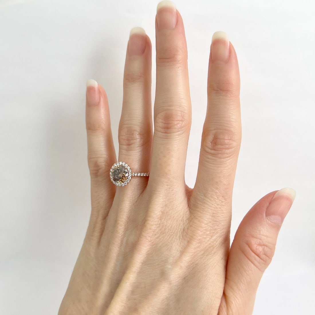 GIA Round Fancy Brown Diamond Halo Engagement Ring 14K Rose Gold 2.47 CTW - 4