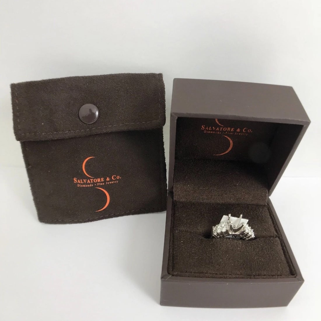 Round 2-Row Diamond Platinum Engagement Ring Setting Mounting, .60 CTW - 11