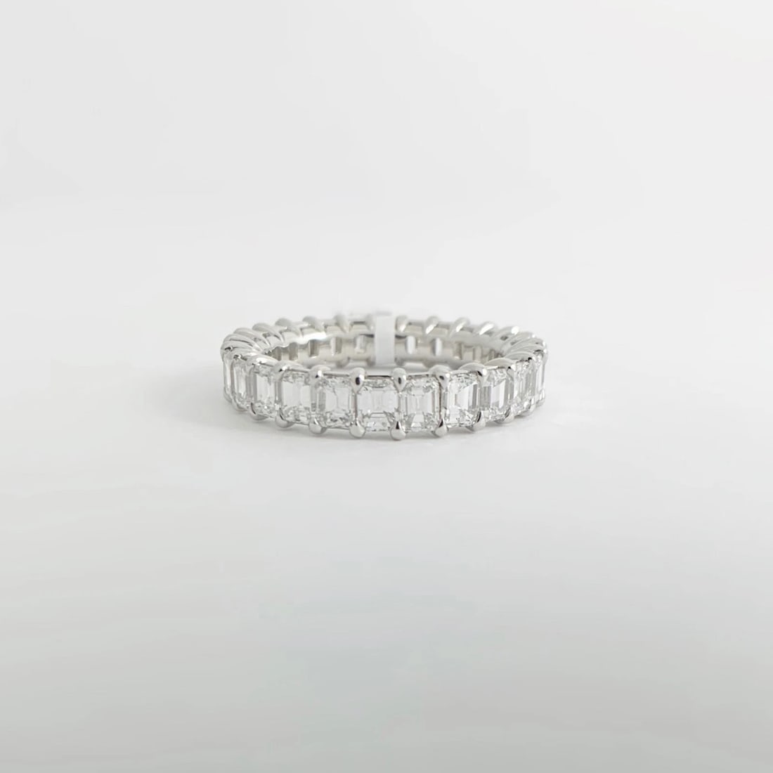 Emerald Cut Diamond Eternity Wedding Band Ring Platinum, Size 7.25, 4.57 CTW - 6