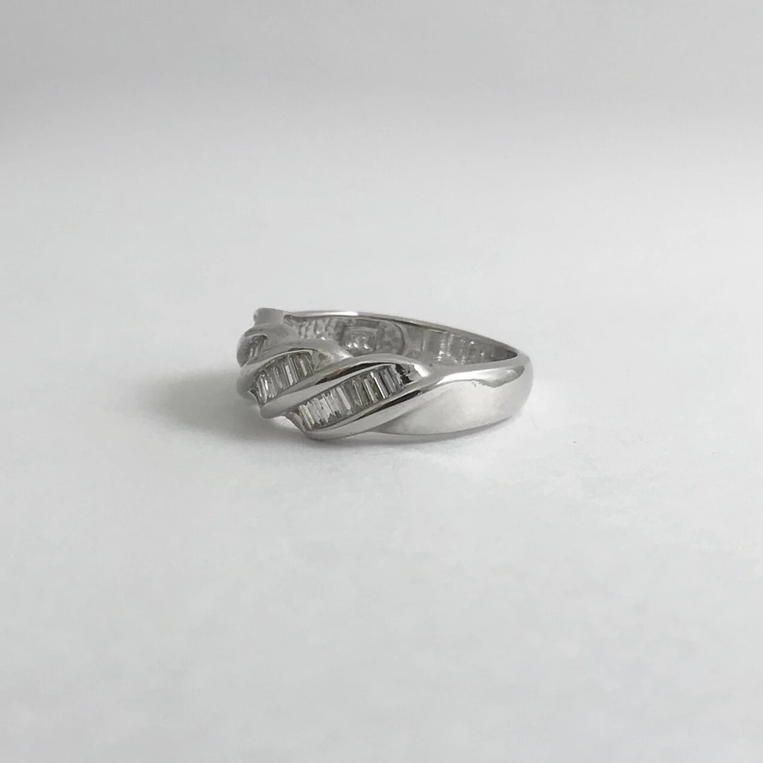 Baguette Diamond Slant Channel-Set Band Ring 14K White Gold, .44 CTW, 3.04 Grams - 10