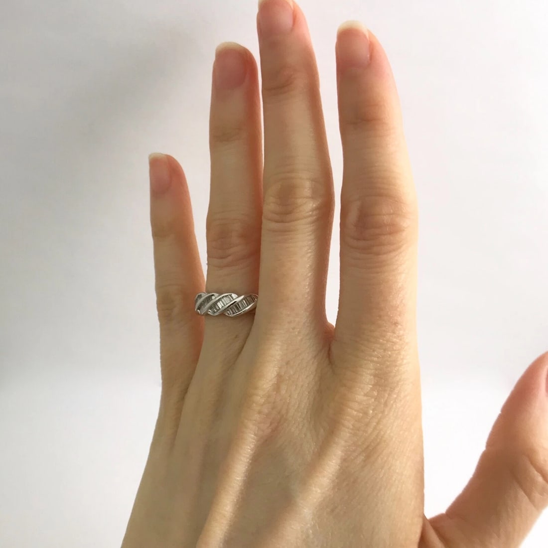 Baguette Diamond Slant Channel-Set Band Ring 14K White Gold, .44 CTW, 3.04 Grams - 3