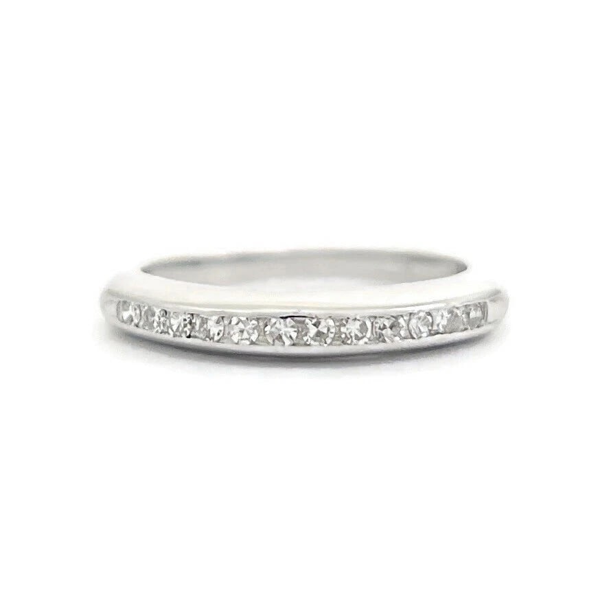 Estate Round Single Cut Diamond Wedding Band Ring 14K White Gold, 1.78 Grams (1 of 8)