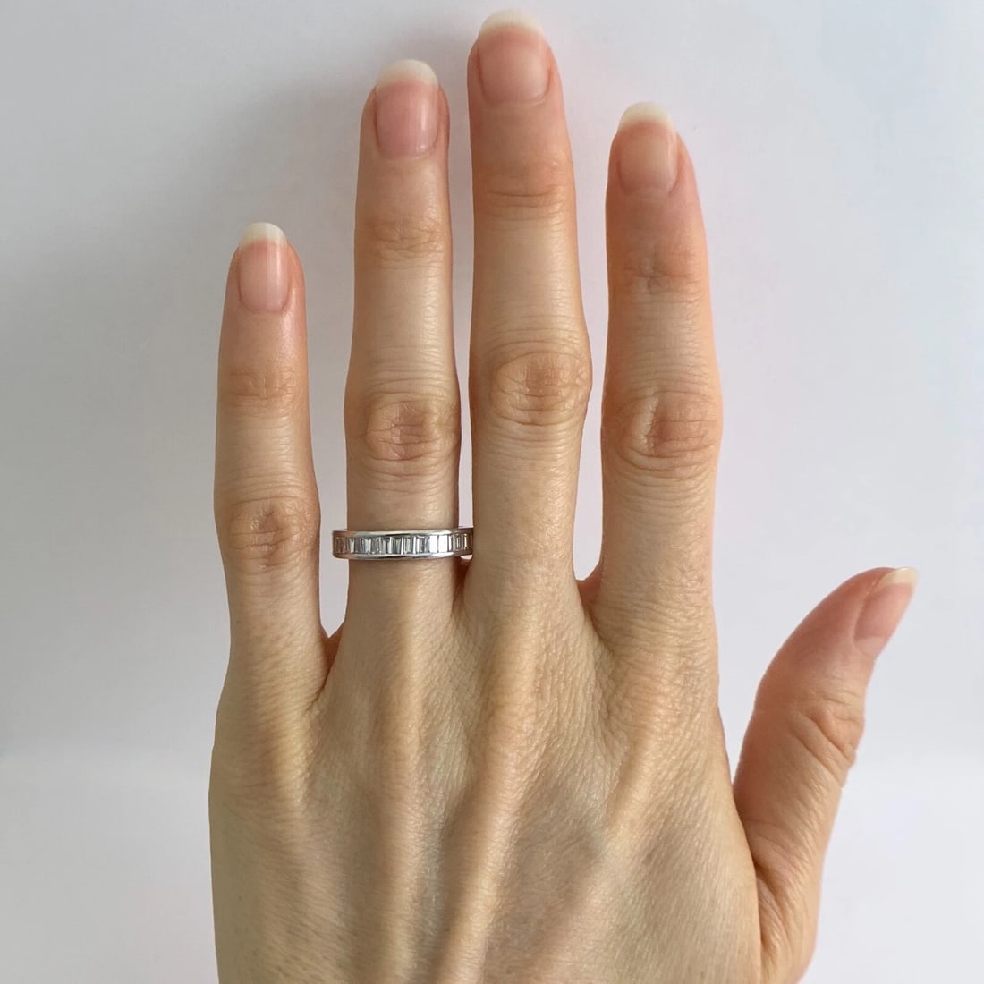 Baguette Diamond Channel-Set Eternity Ring Wedding Band Platinum Size 6.5, 4.31G - 2