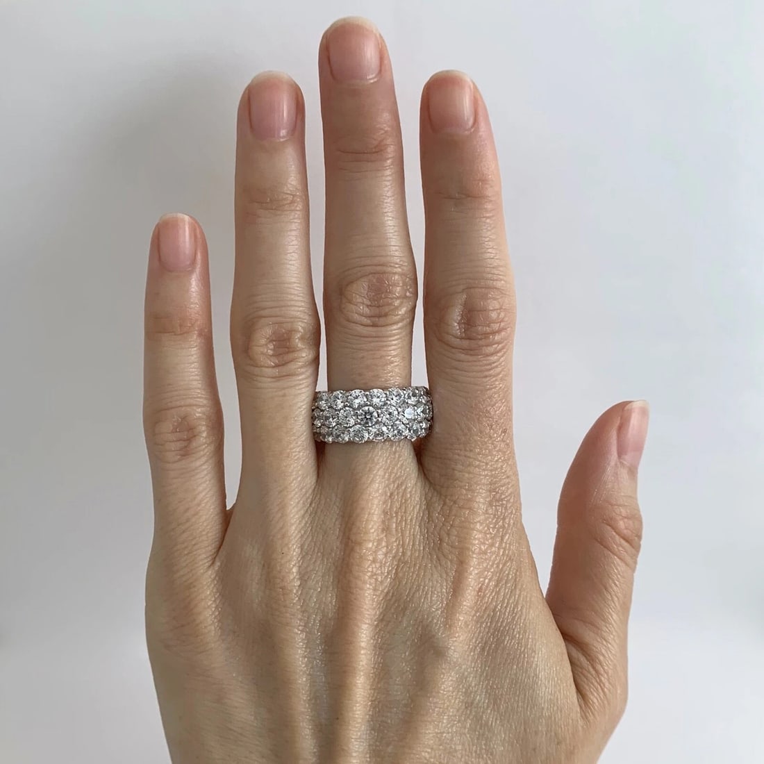 Wide CZ Cubic Zirconia Eternity Wedding Band Ring Sterling Silver, 11.24 Grams - 2