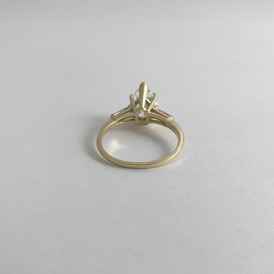 Pear Tapered Baguette CZ Cubic Zirconia Engagement Ring 14K Yellow Gold, 2.26 Gr - 9