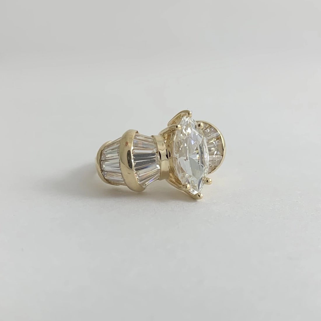 Marquise Baguette CZ Cubic Zirconia Engagement Ring 14K Yellow Gold, 5.47 Grams - 7