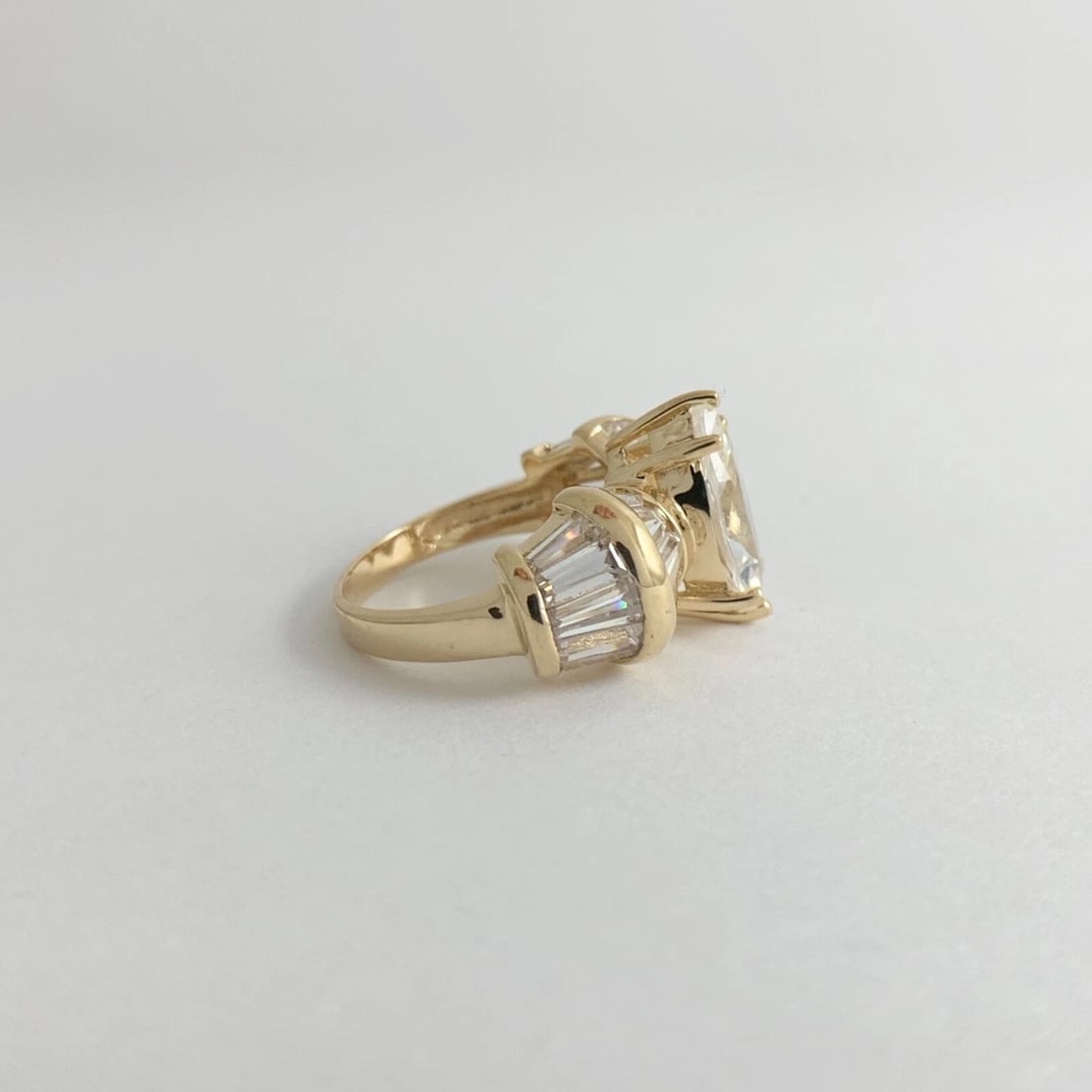 Marquise Baguette CZ Cubic Zirconia Engagement Ring 14K Yellow Gold, 5.47 Grams - 8