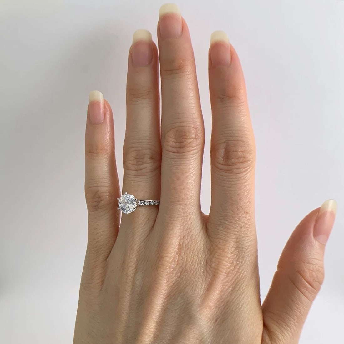 Round CZ Cubic Zirconia Channel-Set Engagement Ring 14K White Gold, 2.54 Grams - 3