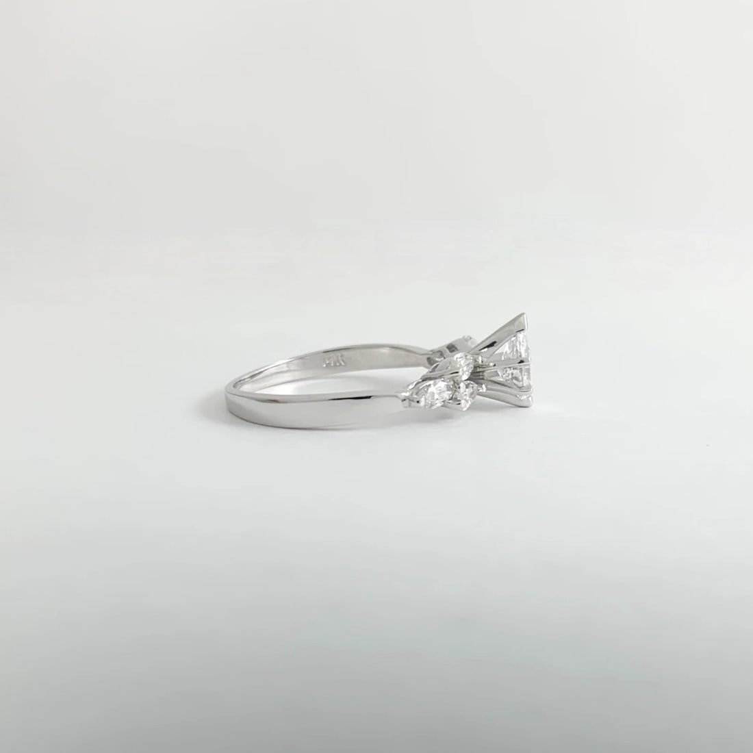 Pear Marquise Diamond Engagement Ring 14K White Gold 1.72 CTW, 3.43 Grams - 8