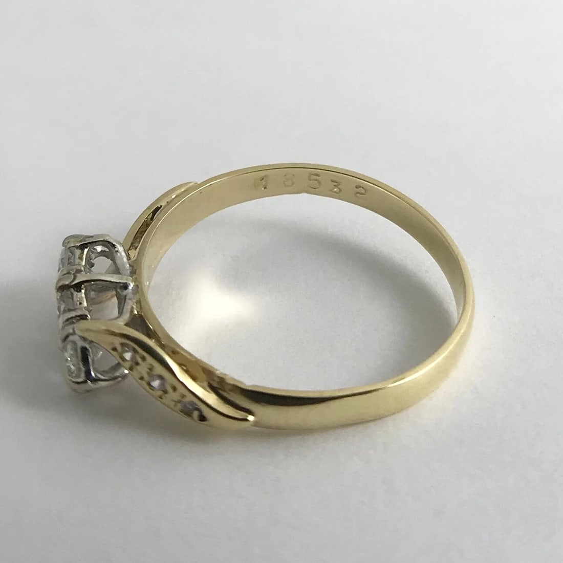 Round 3-Stone Diamond Ring 18K Yellow Gold, .35 CTW, 2.57 Grams - 12