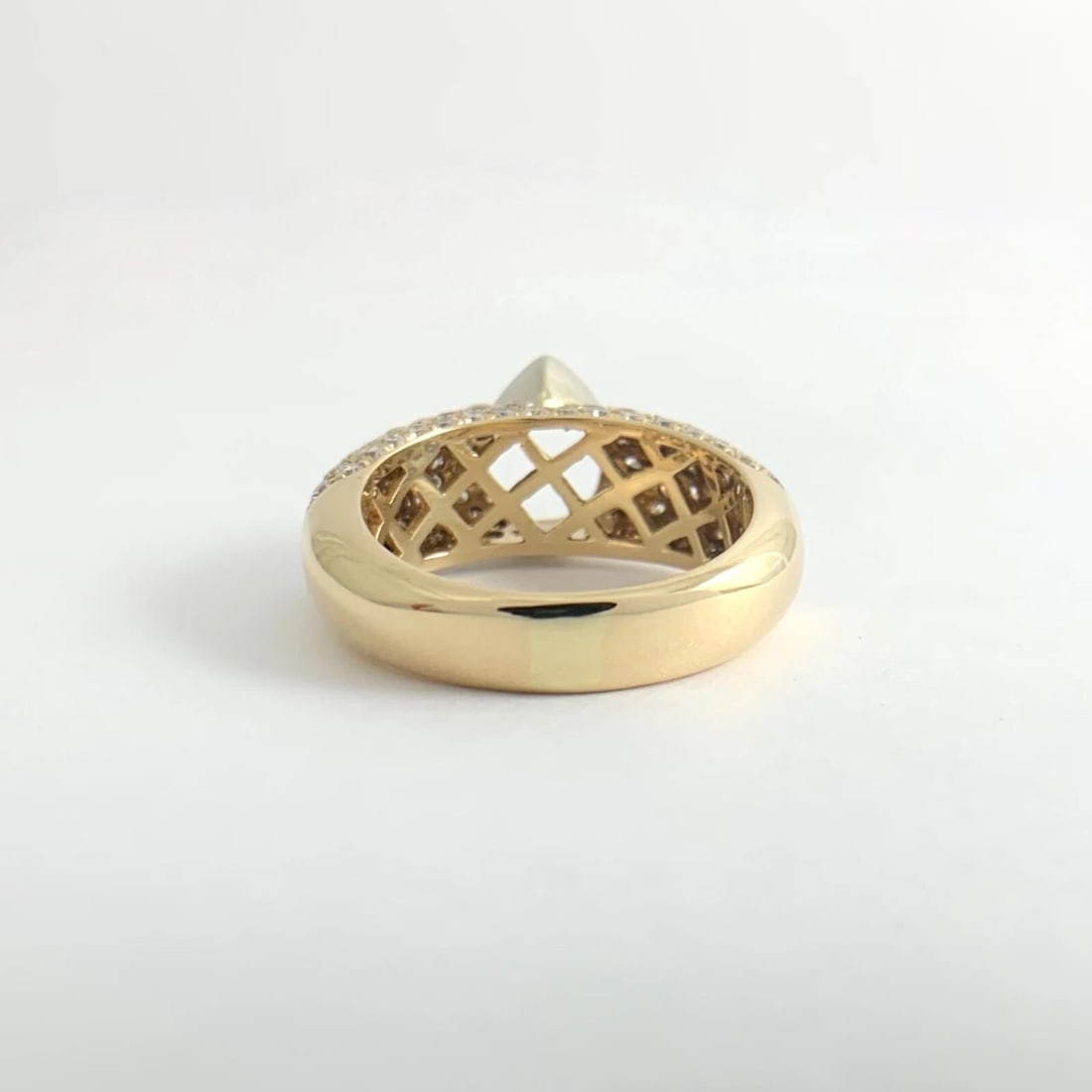 Pave Diamond Pear Bezel Engagement Ring Setting Mounting 14K Yellow Gold 10.22 G - 10