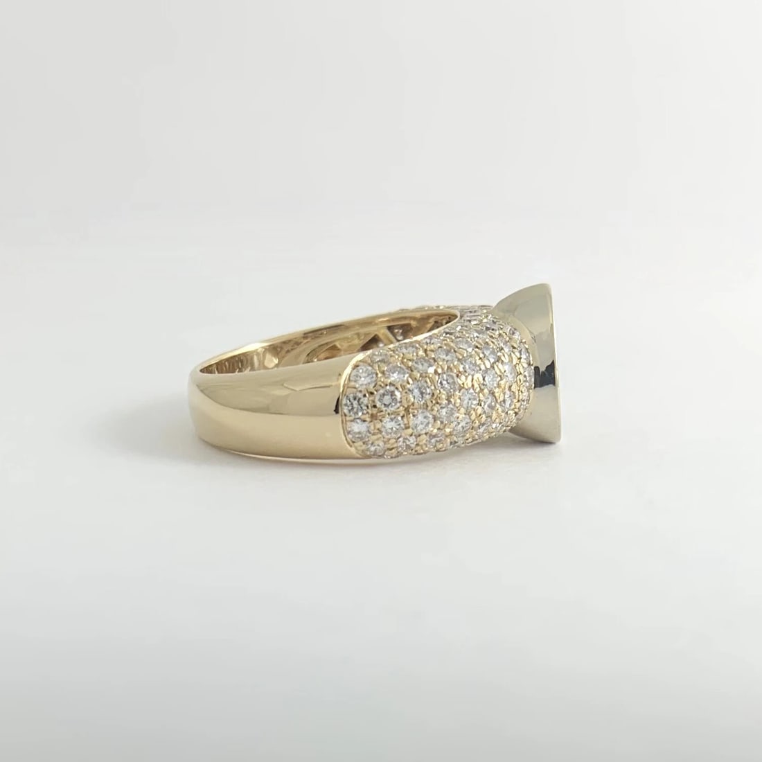 Pave Diamond Pear Bezel Engagement Ring Setting Mounting 14K Yellow Gold 10.22 G - 9