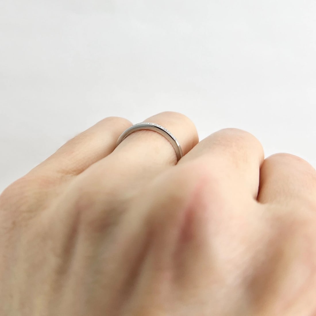 Thin Milgrain Edge Diamond Wedding Band Ring Platinum, Size 5, .05 CTW - 4