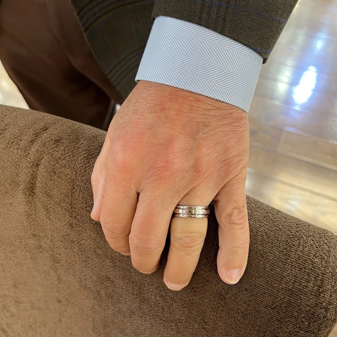 Men's Wide Grooved Wedding Band Ring Stainless Steel, Size 10, 7 mm - 3