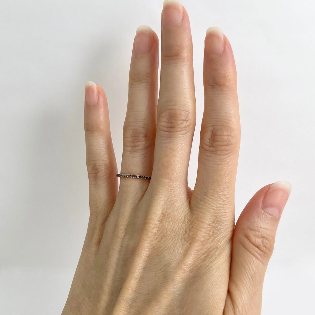 Thin Black Diamond Eternity Ring Band 14K Rose Gold, .45 CTW, Size 5.25, 1.3 mm - 3