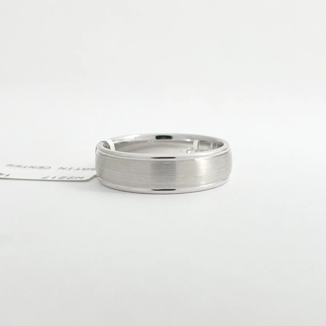 Gabriel & Co Men's Satin Beveled Wedding Band Ring 14K White Gold, Size 10, 6 mm - 6