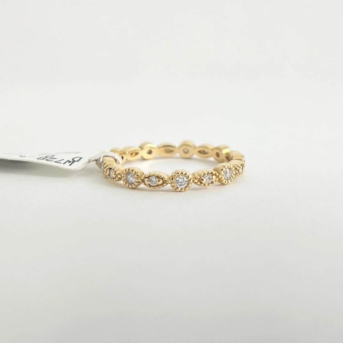 Multishape Diamond Eternity Milgrain Wedding Band Ring 14K Yellow Gold Size 7.25 - 5