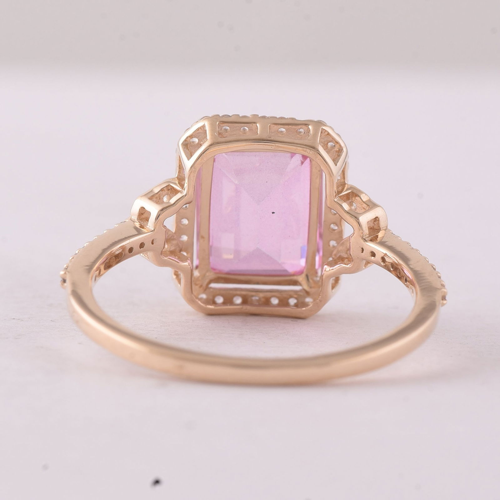 3.49 Ct Octagon Pink Topaz 9K Gold Ring - 3