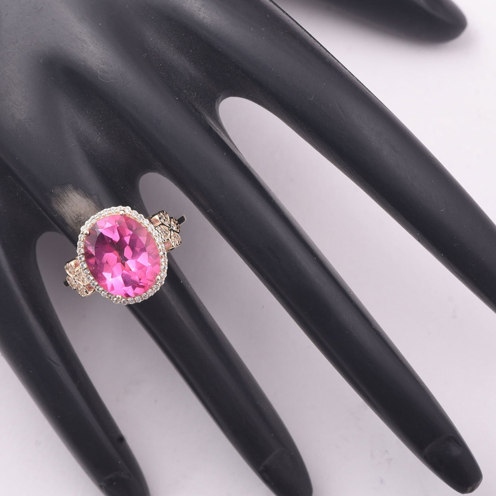 5.73 Ct Oval Pink Topaz 9K Gold Ring - 2