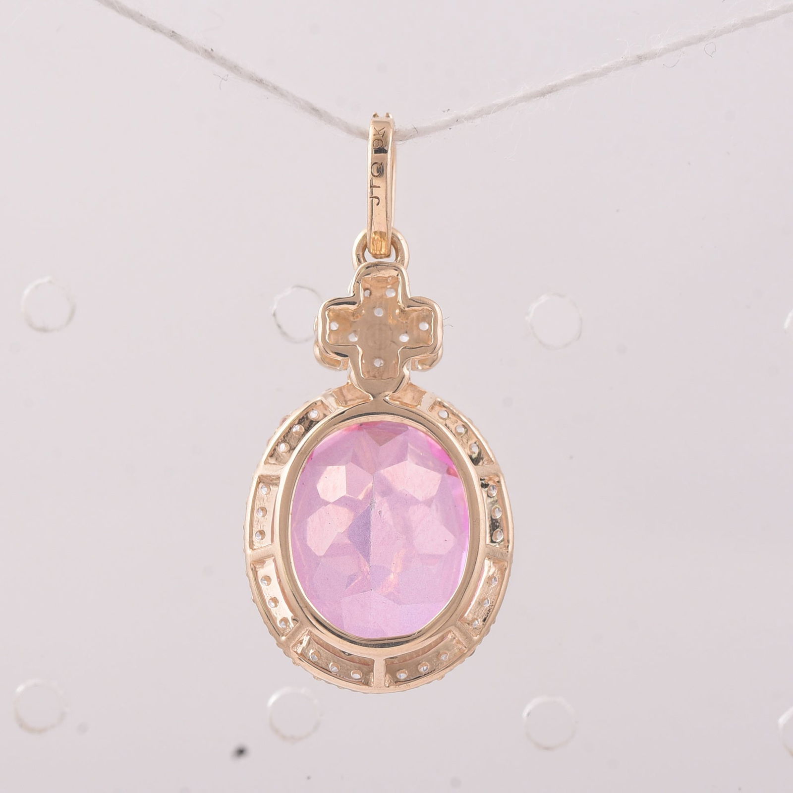 6.52 Ct Oval Pink Topaz 9K Gold Pendant - 2