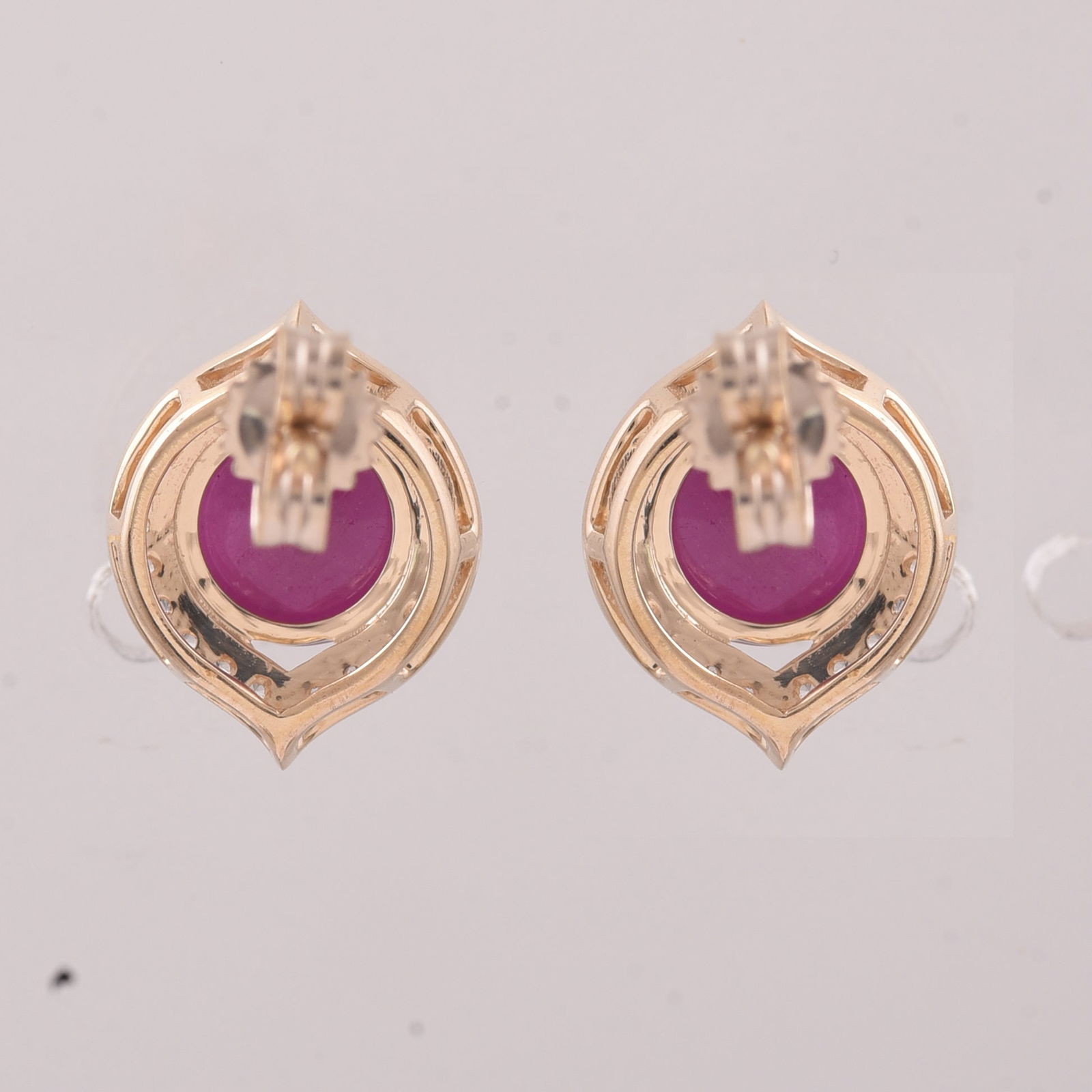 2.91 Ct Round Ruby 9K Gold Earrings - 3