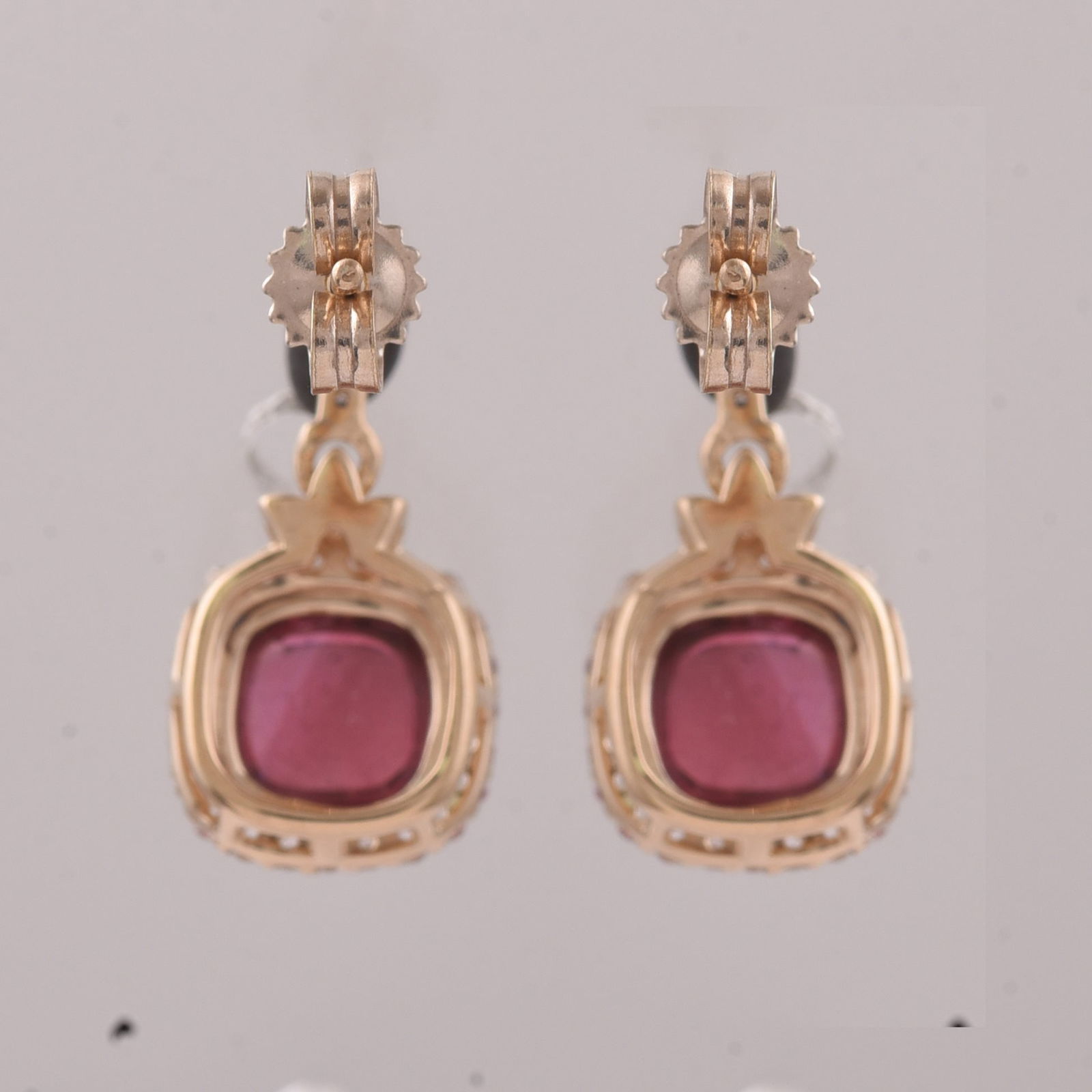 2.60 Ct Cushion Tourmaline 9K Gold Earrings - 2