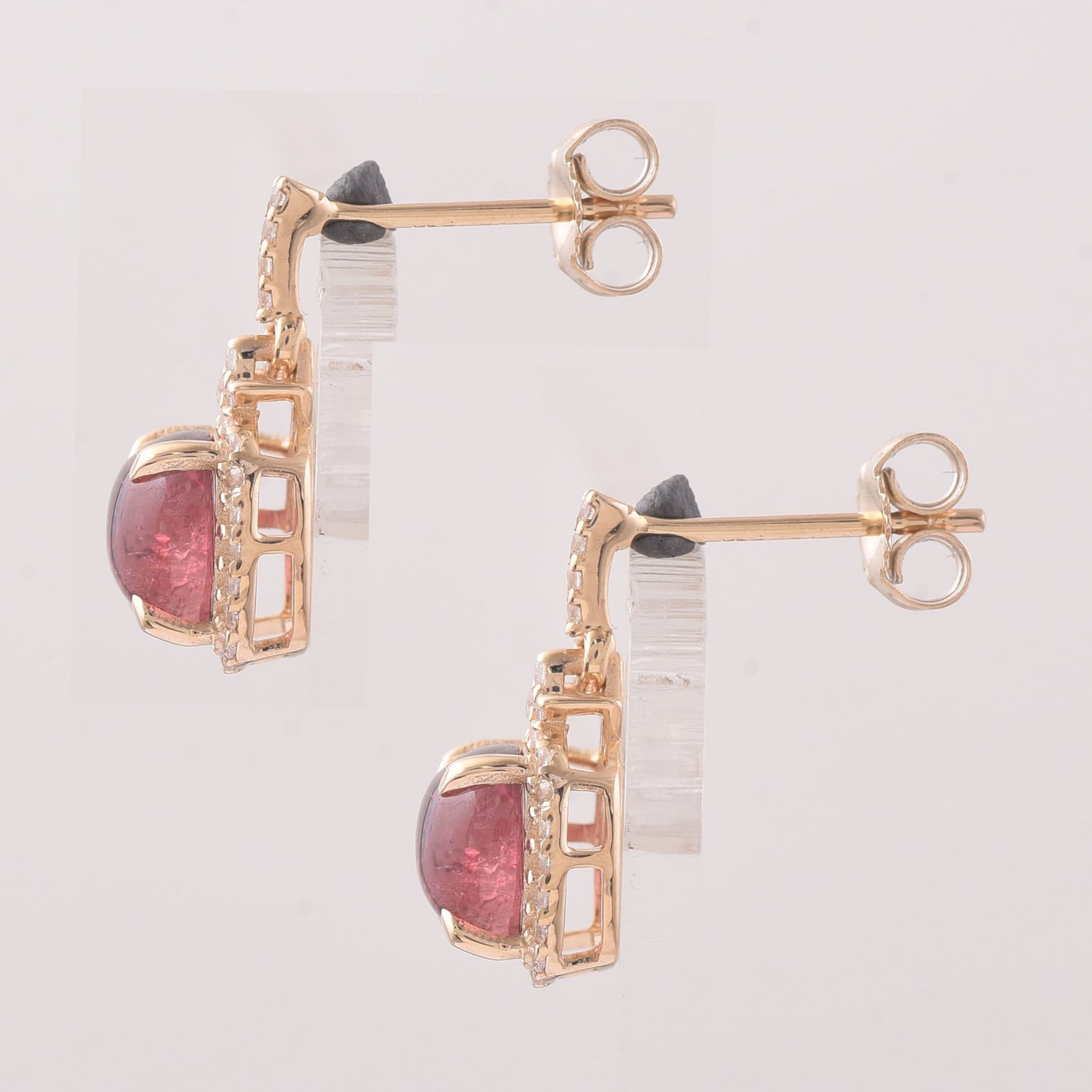 2.60 Ct Cushion Tourmaline 9K Gold Earrings - 3