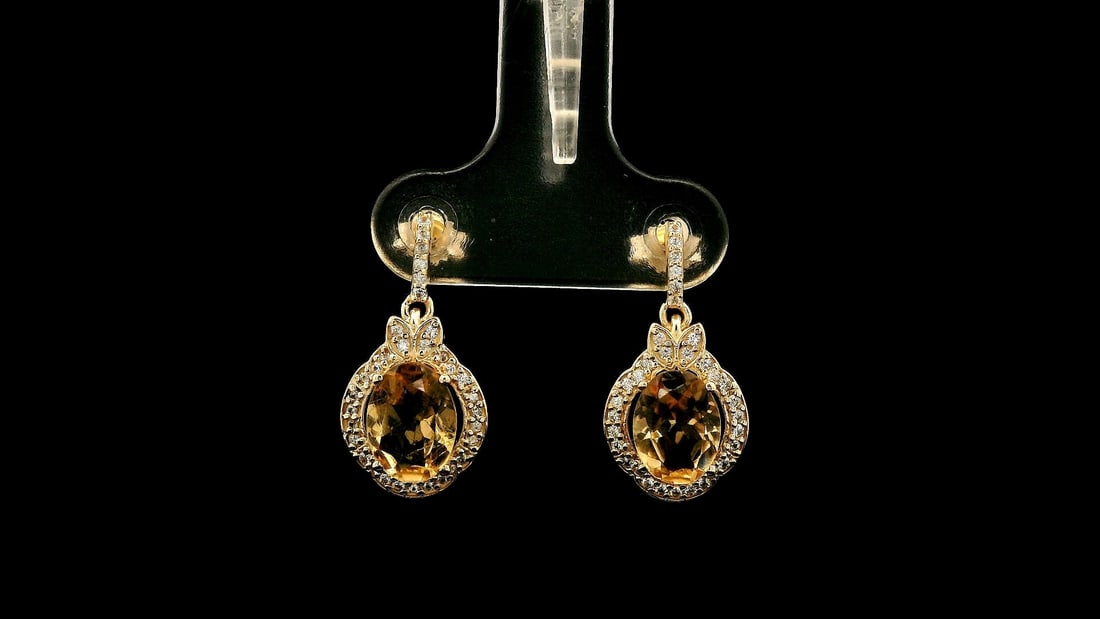 2.34 Ct Oval Tourmaline 9K Gold Earrings - 4